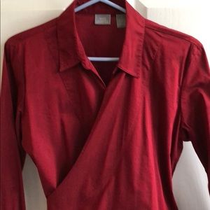 Beautiful deep red stretch wrap blouse